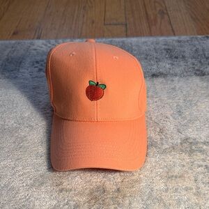 Orange Baseball Cap with Peach Embroidery